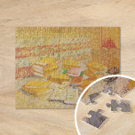 Still Life with French Novels | Vincent Van Gogh Jigsaw Puzzle<br><div class="desc">Still Life with French Novels and Glass with a Rose (1887) by Dutch post-impressionist artist Vincent Van Gogh. Original artwork is an oil on canvas depicting an stacks of books in warm yellow tones.

Use the design tools to add custom text or personalize the image.</div>