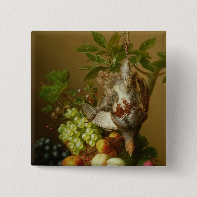 Still Life with Fruit and a Dead Partridge Button (Front)