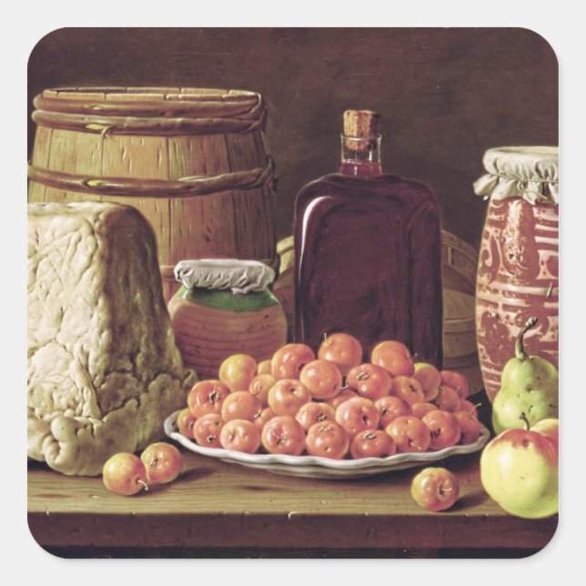 Still Life with Fruit and Cheese Square Sticker (Front)