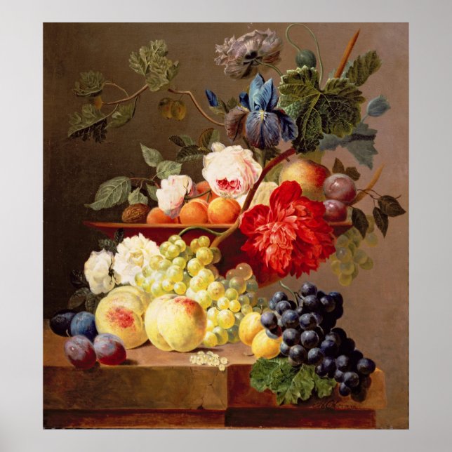 Still life with fruit and flowers poster (Front)