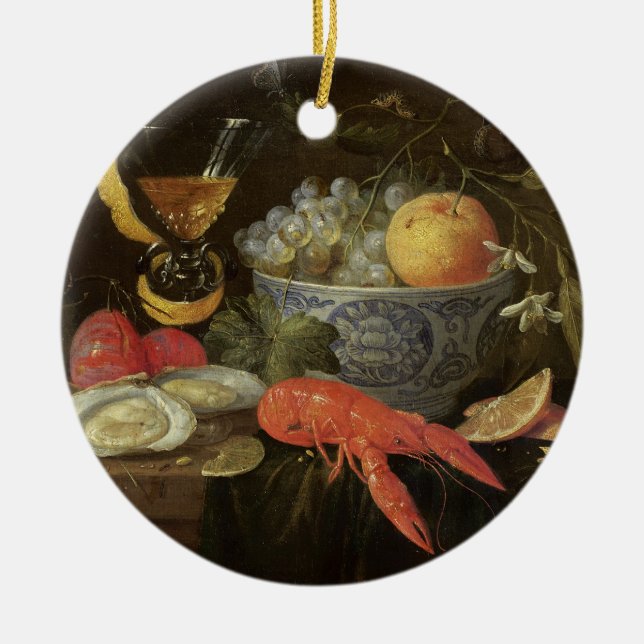 Still Life with Fruit and Shell Fish, 1653 (oil on Ceramic Ornament (Front)