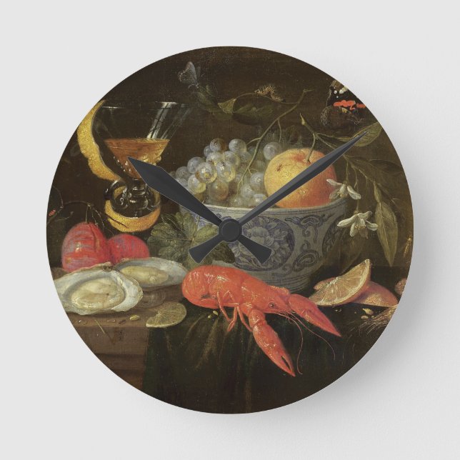 Still Life with Fruit and Shell Fish, 1653 (oil on Round Clock (Front)