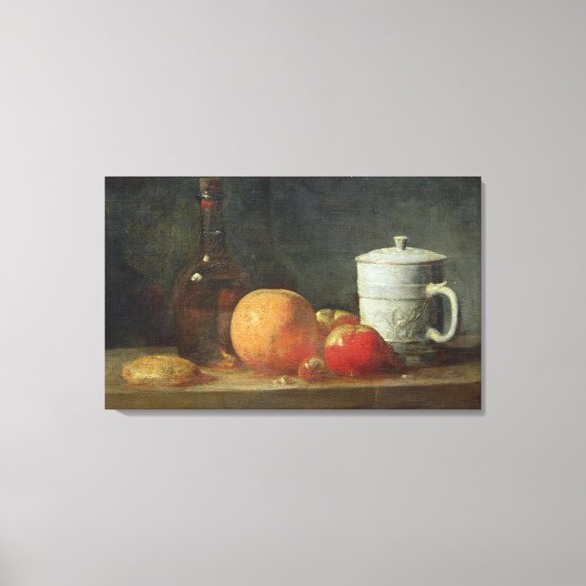 Still Life with Fruit and Wine Bottle Canvas Print (Front)