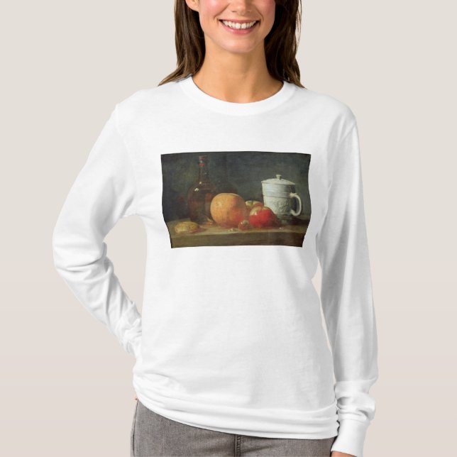 Still Life with Fruit and Wine Bottle T-Shirt (Front)