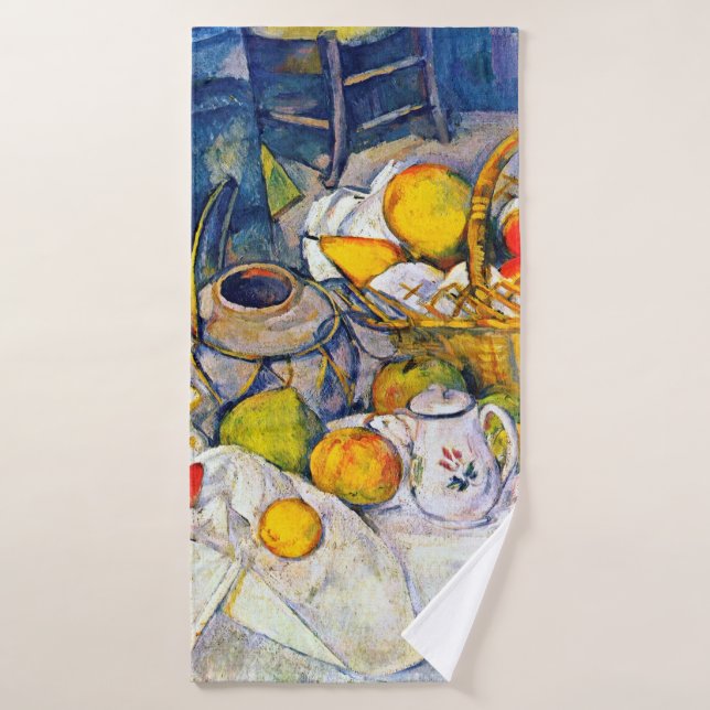 Still Life with Fruit Basket, Paul Cezanne Bath Towel (Bath Towel)