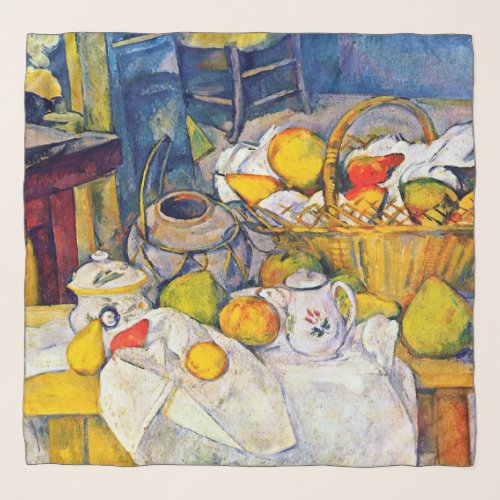 Still Life with Fruit Basket Paul Cezanne Scarf