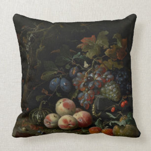 Still Life with Fruit, Foliage and Insects, c.1669 Throw Pillow