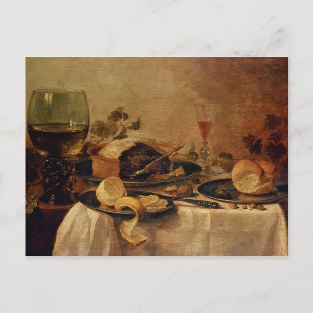 Still Life with Fruit Pie, 1635 Postcard (Front)