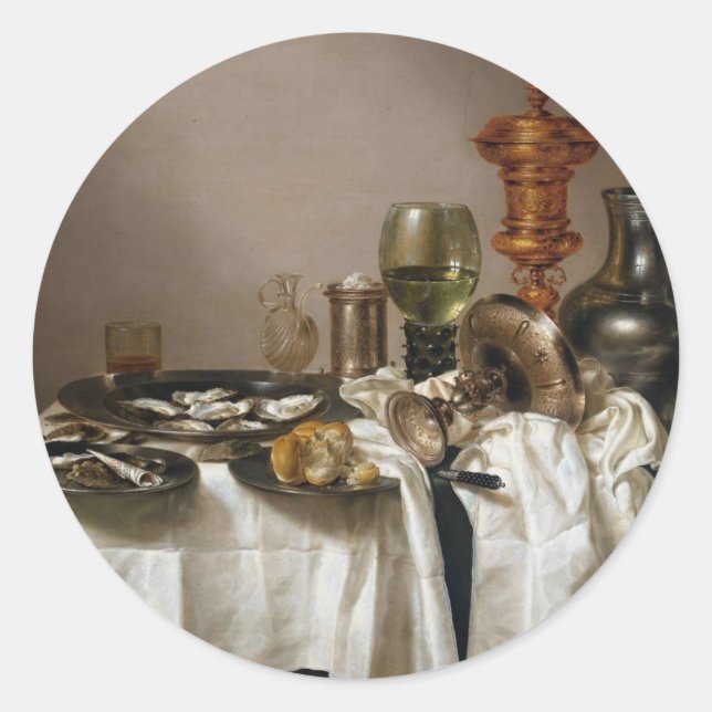 Still life with gilt goblet - Willem Claesz. Heda Classic Round Sticker (Front)