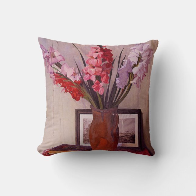 Still Life with Gladioli Throw Pillow (Front)