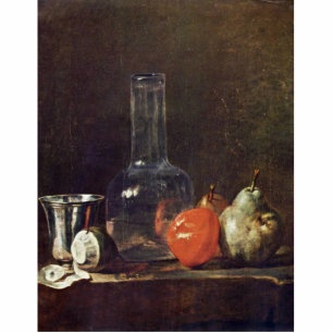 Still Life With Glass Flask And Fruit, By Chardin Cutout