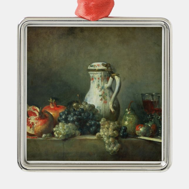 Still Life with Grapes and Pomegranates, 1763 (oil Metal Ornament (Front)