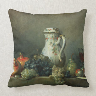 Still Life with Grapes and Pomegranates, 1763 (oil Throw Pillow