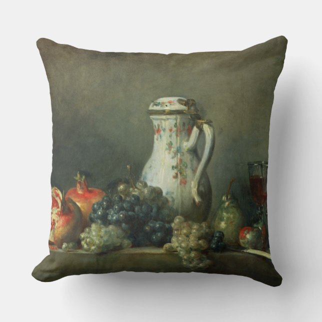 Still Life with Grapes and Pomegranates, 1763 (oil Throw Pillow (Front)