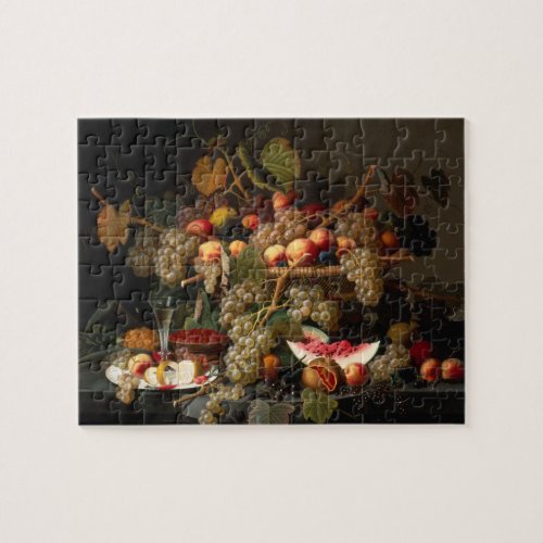 Still Life with Grapes Oil on Canvas Jigsaw Puzzle
