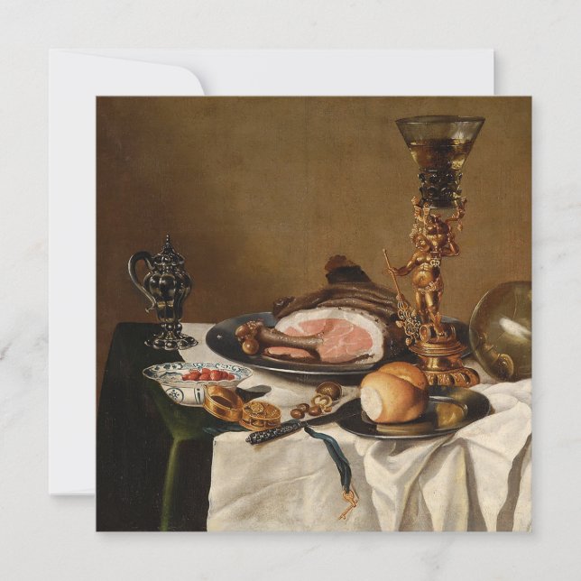 Still life with ham, books and ornamental vessels  (Front)