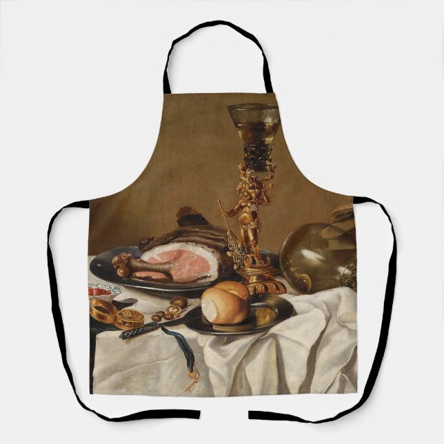 Still life with ham, books and ornamental vessels  apron (Front)