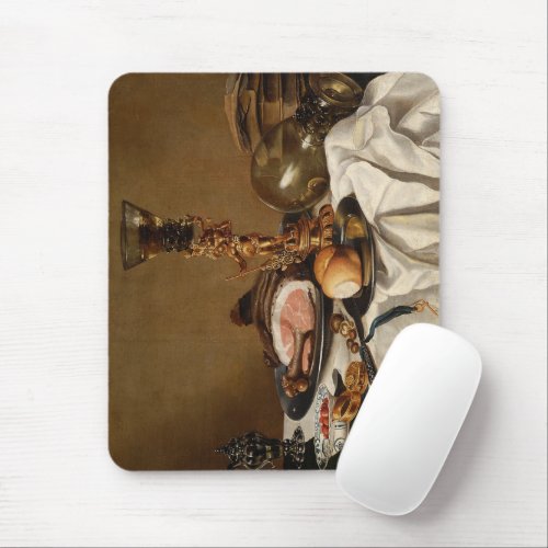 Still life with ham books and ornamental vessels  mouse pad