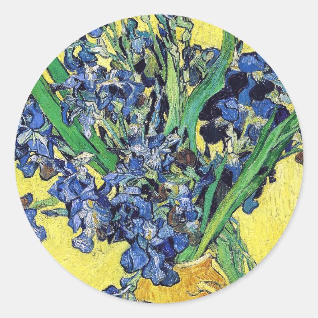 Still Life with Irises Vincent van Gogh Classic Round Sticker (Front)