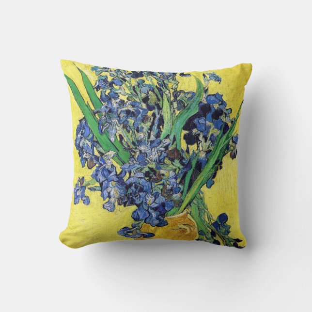 Still Life with Irises Vincent van Gogh Throw Pillow (Front)