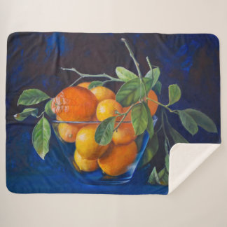 Still Life with Lemons and Orange Branch Sherpa Blanket