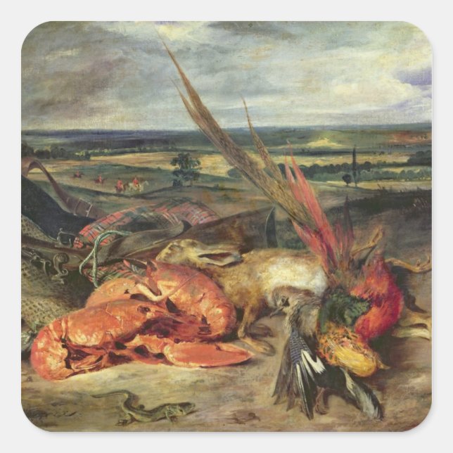 Still Life with Lobsters, 1826-27 Square Sticker (Front)