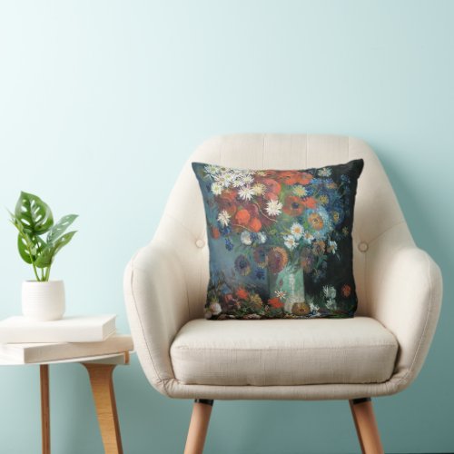 Still Life with Meadow Flowers  Vincent Van Gogh Throw Pillow