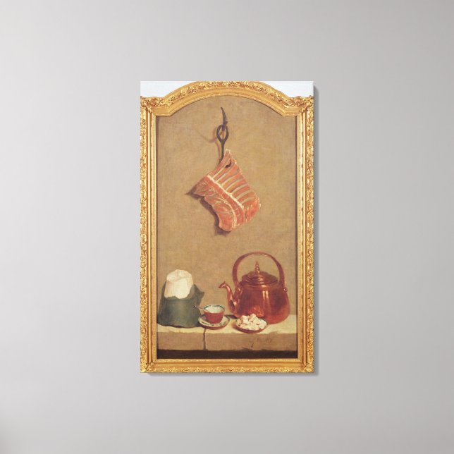 Still Life with meat, kettle and cup Canvas Print (Front)