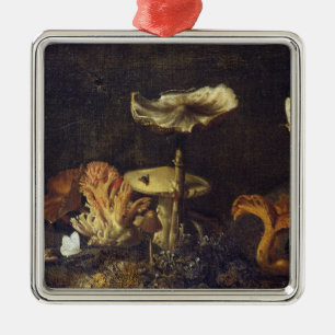 Still Life with Mushrooms and Butterflies Metal Ornament