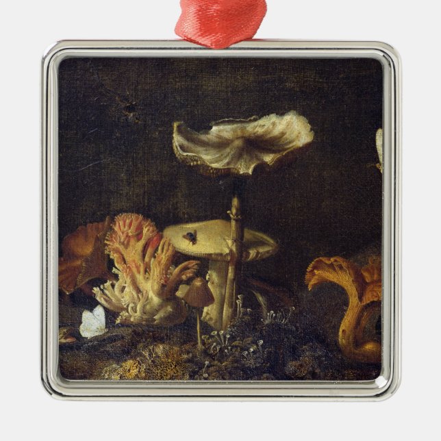 Still Life with Mushrooms and Butterflies Metal Ornament (Front)