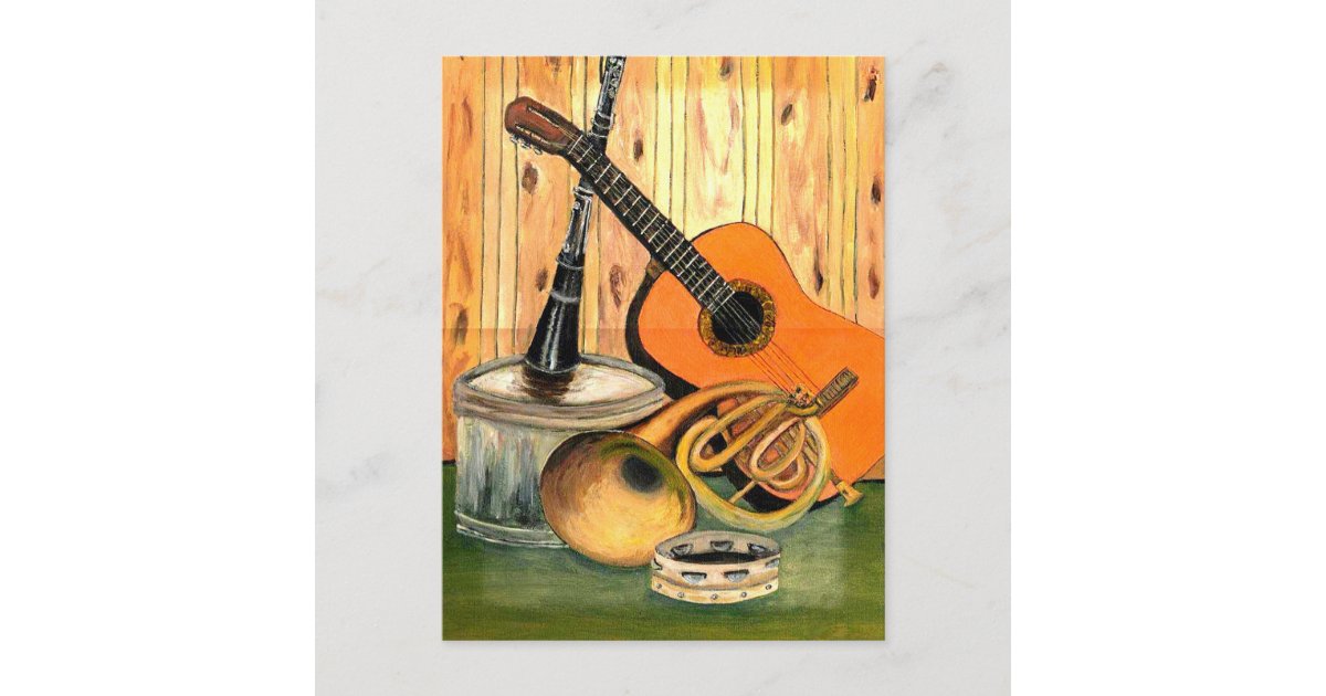 Still Life with Musical Instruments Postcard | Zazzle