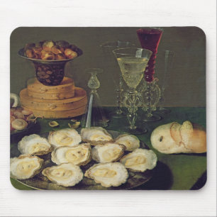 Still Life with Oysters and Glasses (oil on panel) Mouse Pad