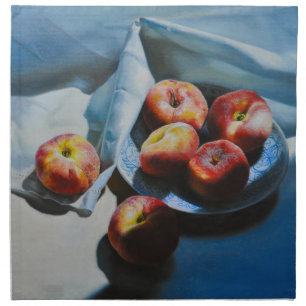 Still Life with Peaches and White Cloth Napkin