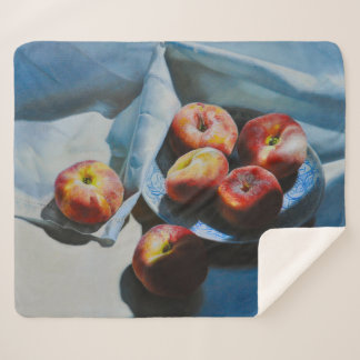 Still Life with Peaches and White Cloth Sherpa Blanket