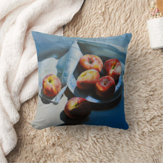 Still Life with Peaches and White Cloth Throw Pillow