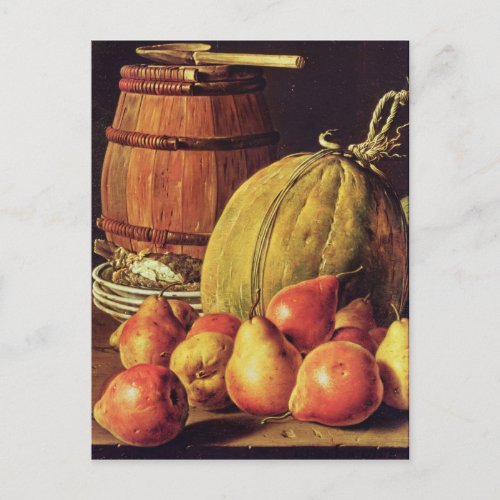 Still Life with pears melon and barrel Postcard