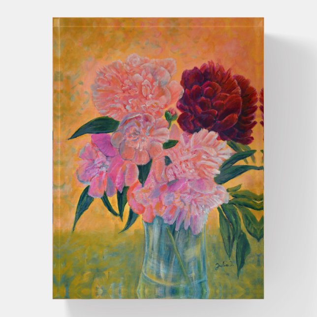 Still Life with Peonies Painting  Paperweight (Vertical)