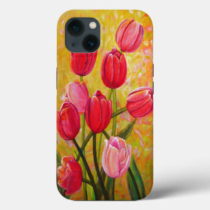 Still life with Pink and Red Tulips Painting iPhone 13 Case