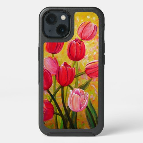 Still life with Pink and Red Tulips Painting  iPhone 13 Case