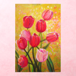 Still life with Pink and Red Tulips Wall Decal