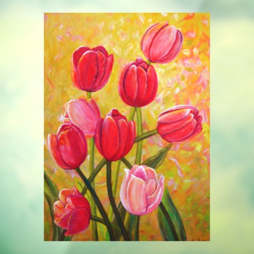 Still life with Pink and Red Tulips Window Cling