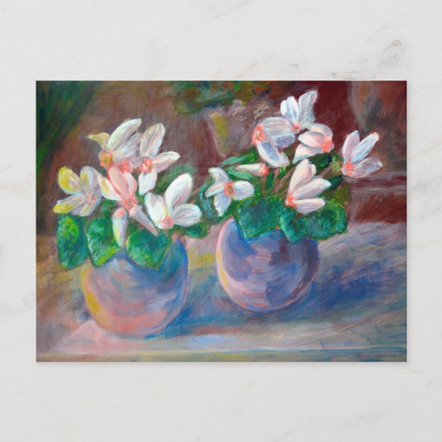 Still Life with Pink Cyclamen Painting Postcard (Front)
