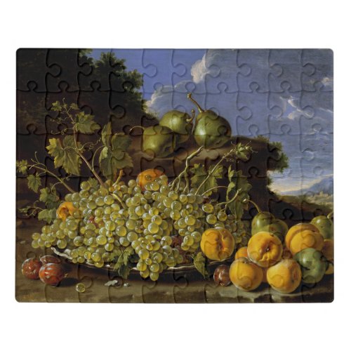 Still life with Plate of Grapes Peaches Pears Jigsaw Puzzle
