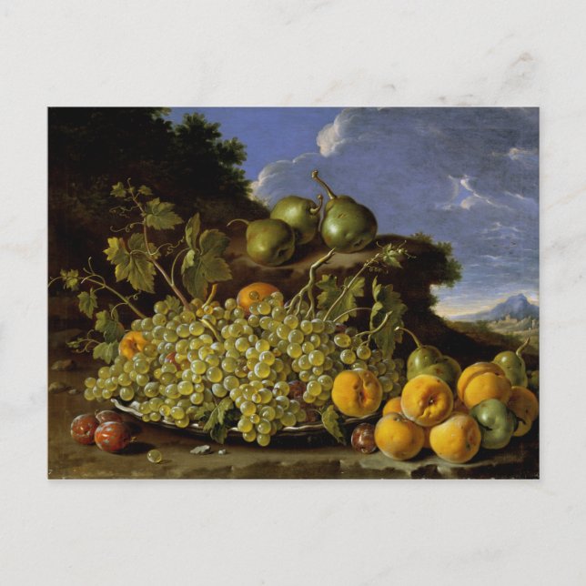 Still life with Plate of Grapes, Peaches, Pears Postcard (Front)