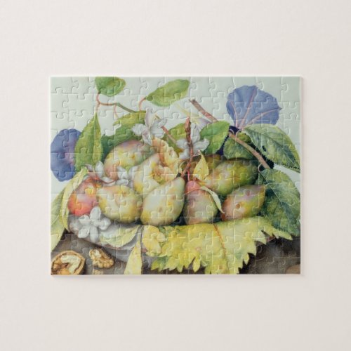 Still life with Plums Walnuts and Jasmine wc on Jigsaw Puzzle