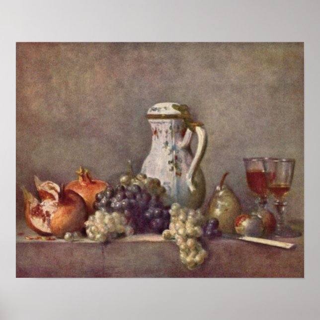 Still life with porcelain jug by Jean Chardin Poster (Front)