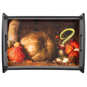 Still Life with Pumpkin and Gourds Serving Tray