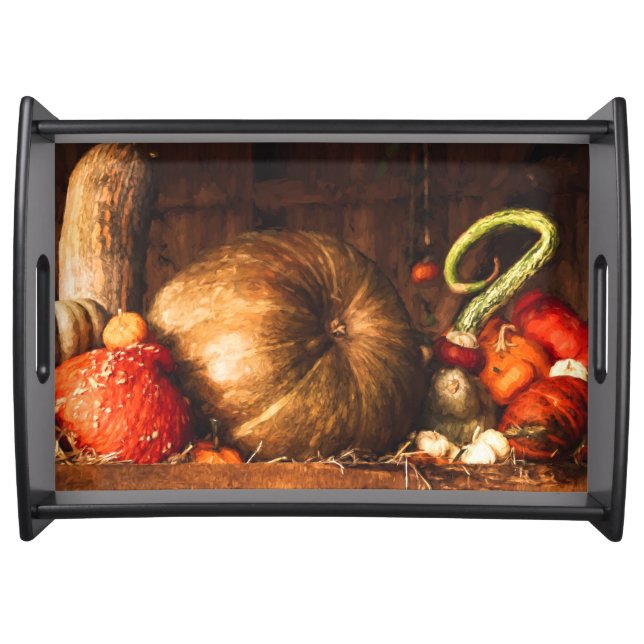 Still Life with Pumpkin and Gourds Serving Tray (Front)