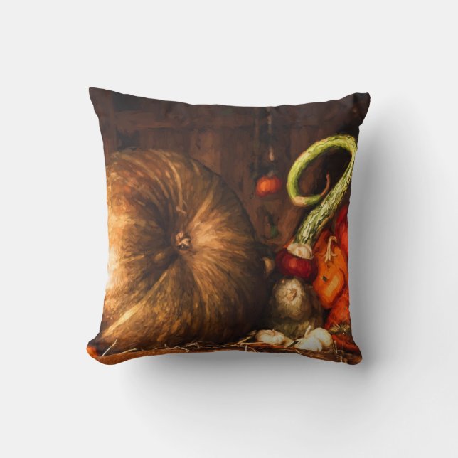 Still Life with Pumpkins and Gourds Throw Pillow (Front)