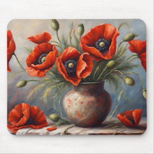 Still Life With Red Poppies Mouse Pad